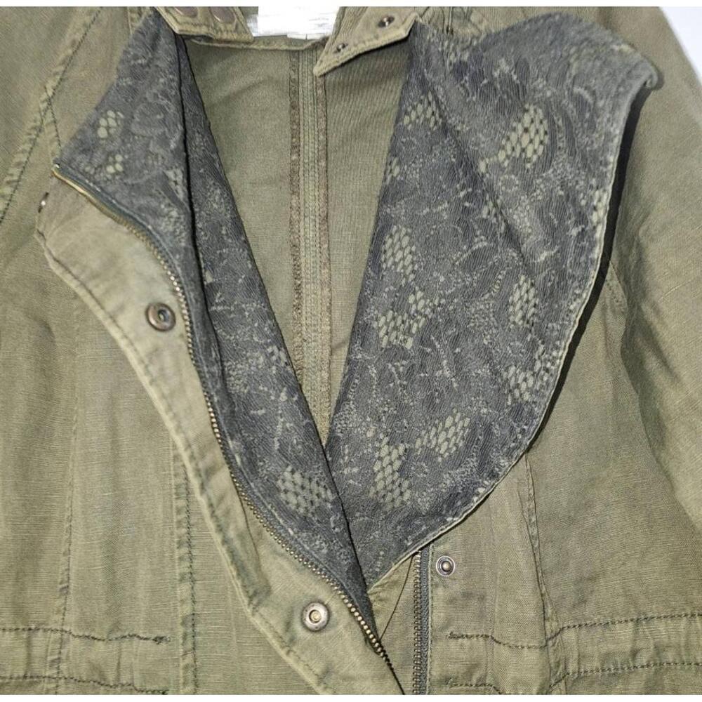 Anthropologie Hei Hei Camouflaged Lace Anorak Jacket Green 
Size Midium - Picture 10 of 13